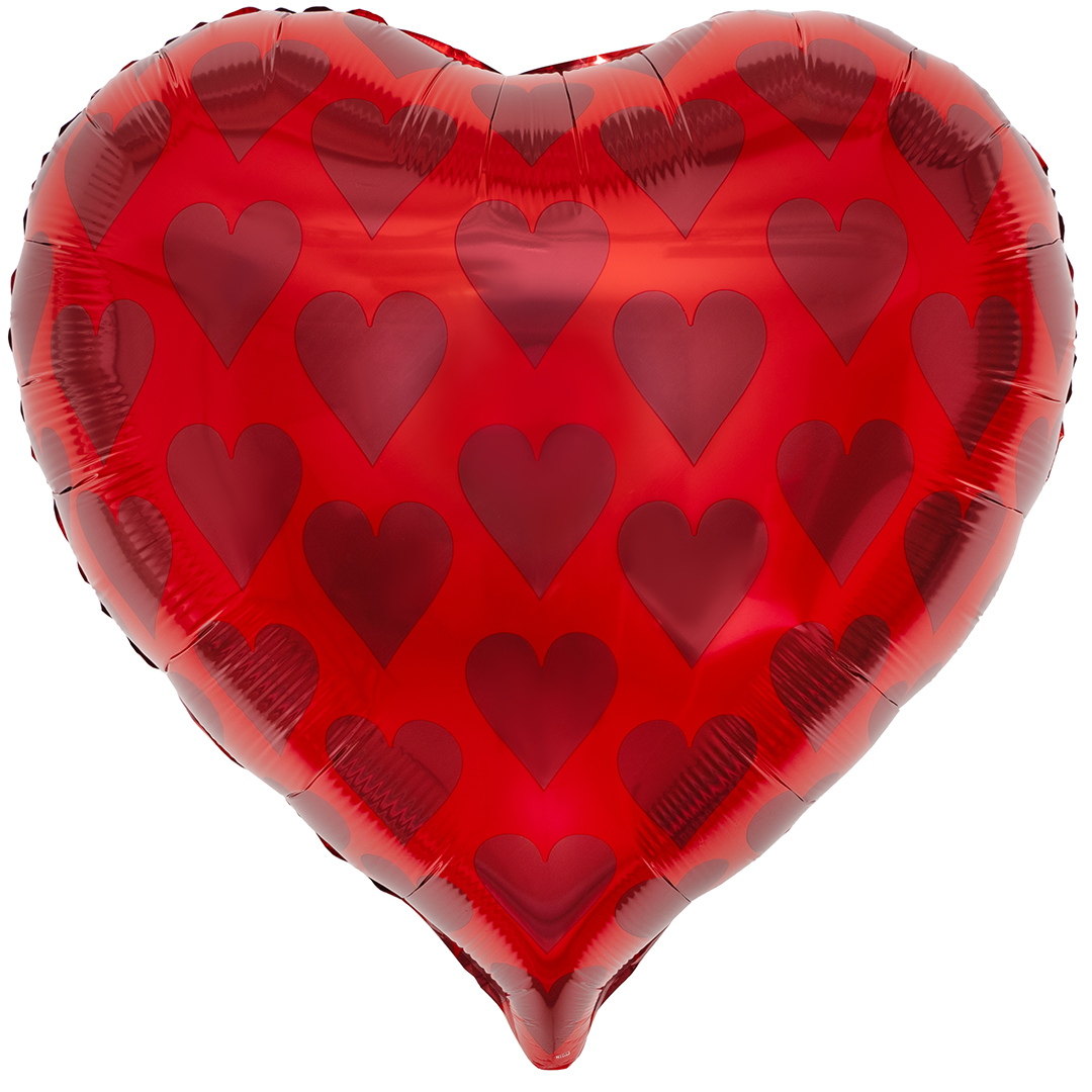 Шар (22''/56 см) Сердце, Покер, Карточная масть: Черви, Красный, 1 шт.
