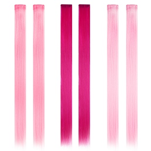 Цветные пряди для волос, на заколке, 5 гр., Розовый микс, 55,4*7,9*0,2 см, 6 шт. в упак. 