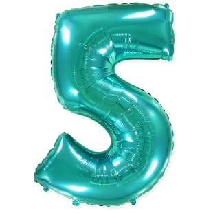 Шар (40''/102 см) Цифра, 5, Тиффани, 1 шт. в уп.
