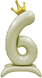 Шар (40''/102 см) Цифра на подставке, 6 Золотая корона, 1 шт. в уп.