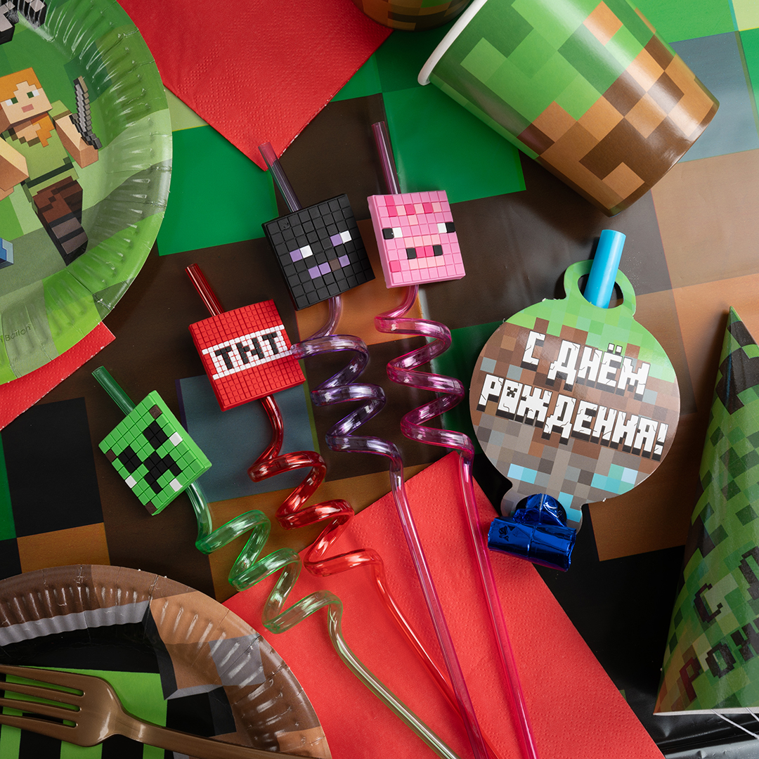 Карнавальные язычки гудки, Пиксели, 11 см, 6 шт. в упак. 