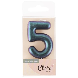Свеча Цифра, 5, Фантом, Хамелеон, 4*6 + 2,5 см, 1 шт. с держат.