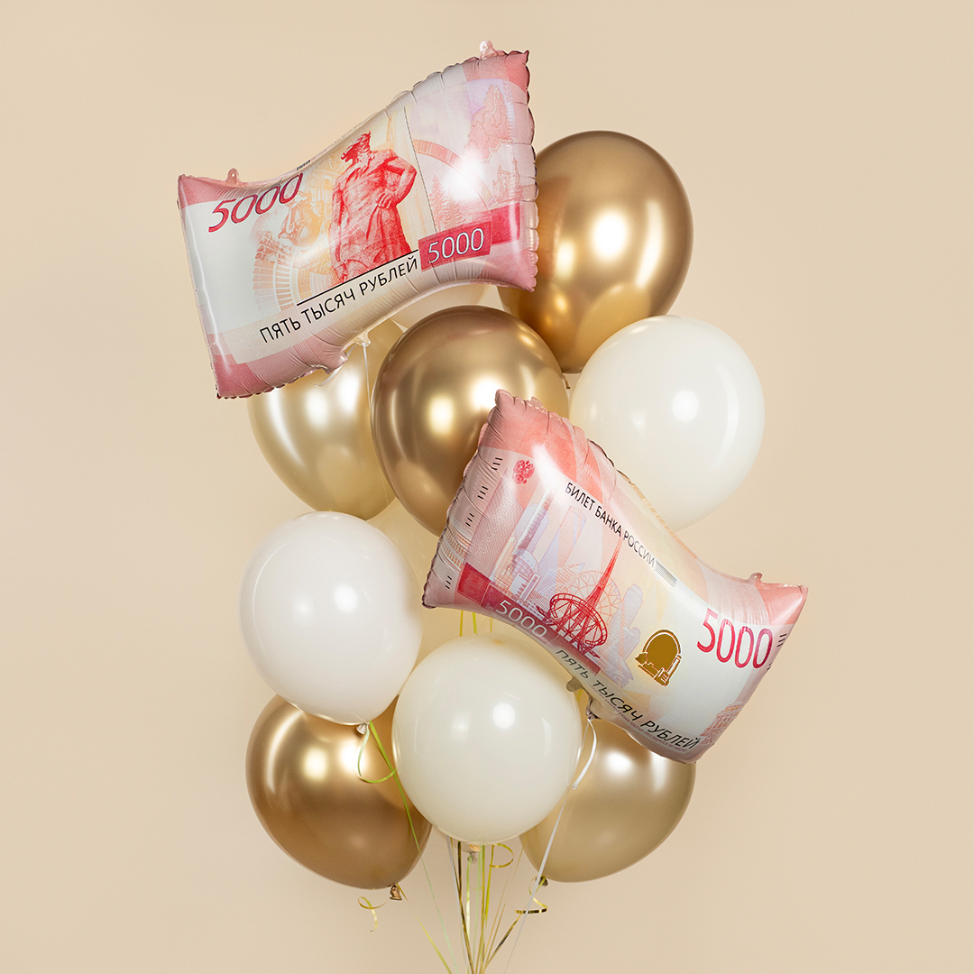 Шар (26''/66 см) Фигура, Деньги, 5000 рублей, 1 шт. в уп.