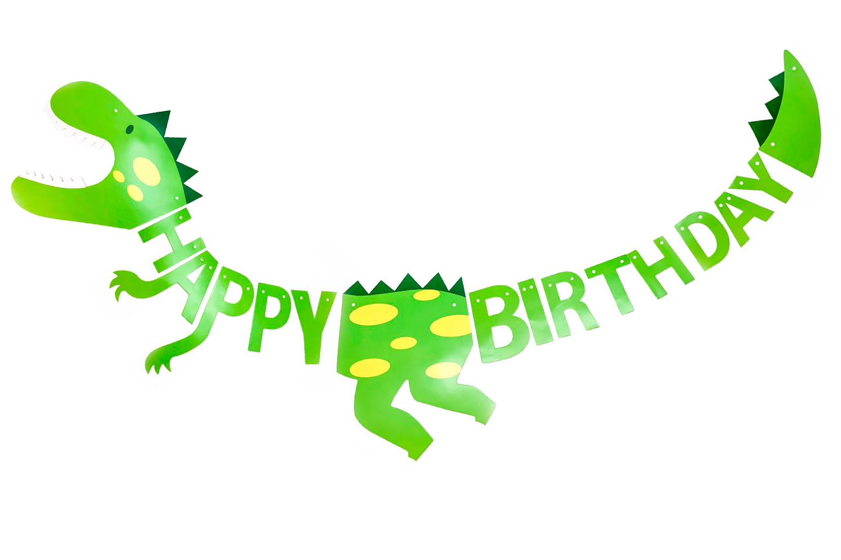 Гирлянда Динозавр, Happy Birthday, Зеленый, 150 см, 1 шт.