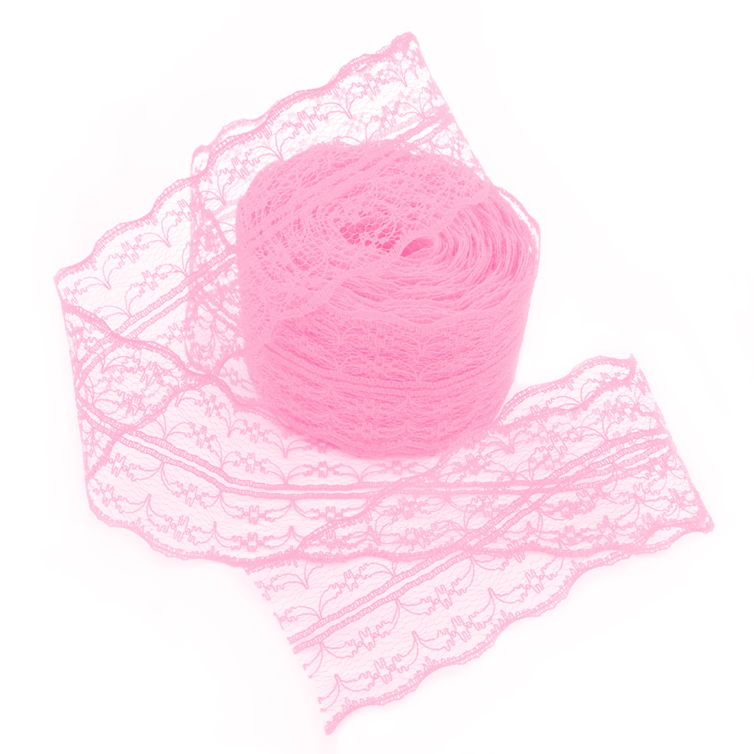Декоративная лента (4,5 см*10 м) Широкое Кружево, Светло-розовый, 1 шт.
