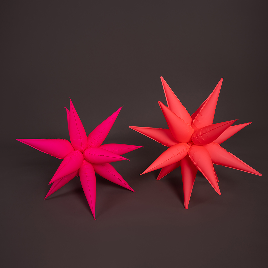 Шар 3D (26''/66 см) Звезда, Составная, Ярко-розовый, Неон, 1 шт. в уп.