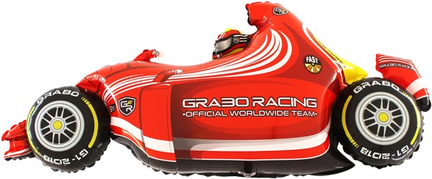 Шар (49''/124 см) Фигура, Гоночный автомобиль, Красный, 1 шт.