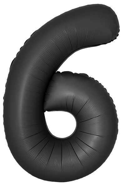 Шар (40''/102 см) Цифра, 6 Slim, Черный, Сатин, 1 шт. в уп.