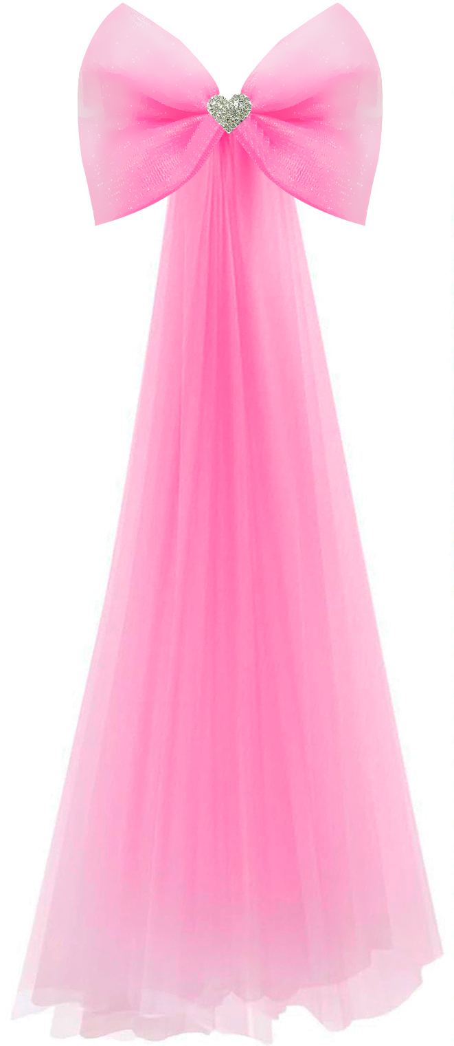 Фата с бантом, Розовый, 55 см, 1 шт. 