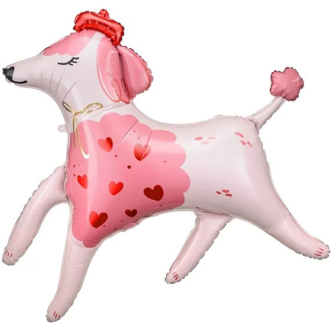Шар (33''/84 см) Фигура, Пудель, Розовый, 1 шт. в уп.