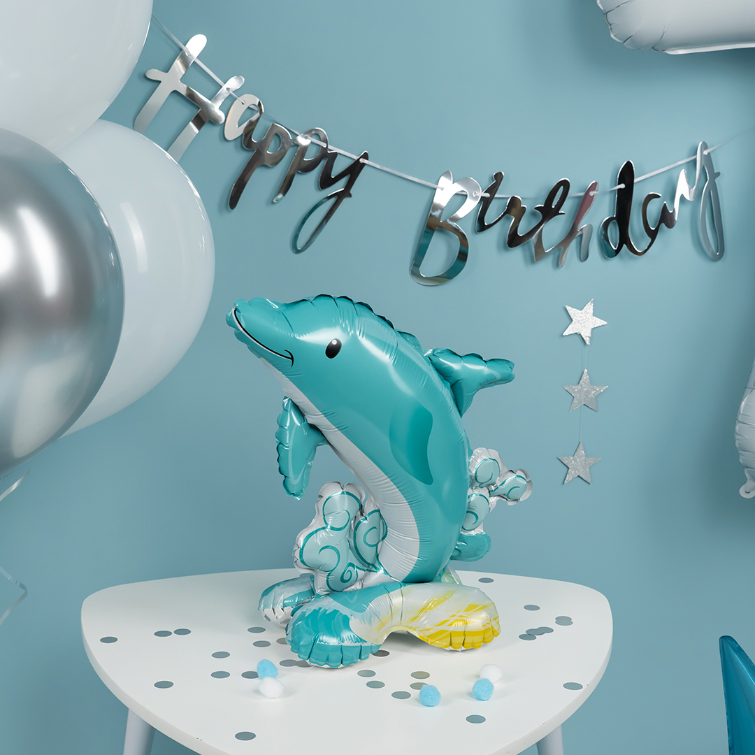 Гирлянда Happy Birthday (курсив), Серебро, Металлик, 500 см, 1 упак.