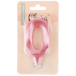 Свеча Цифра, 0 Грани, Розовый, 7 см, 1 шт.