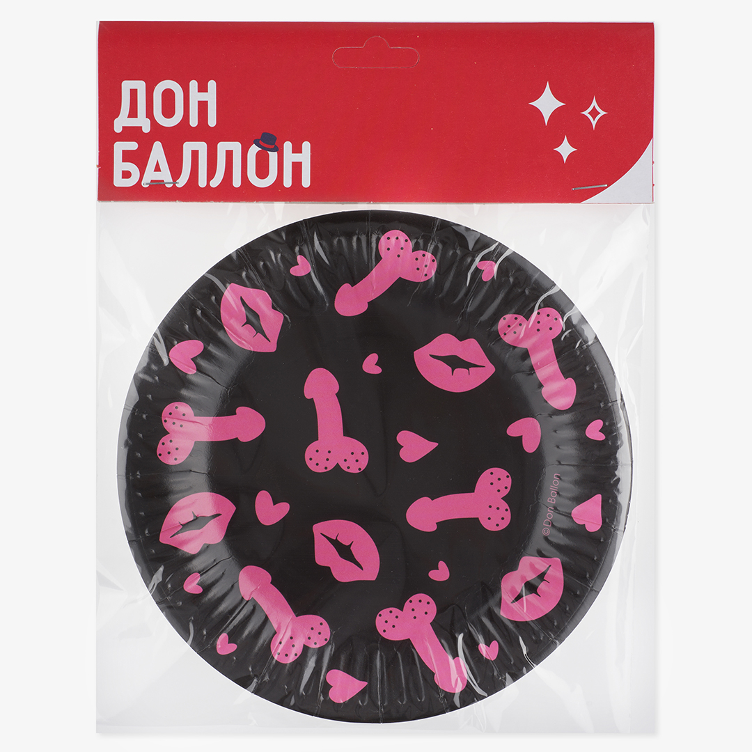 Тарелки (7''/18 см) 18+, Черный/Фуше, 6 шт.