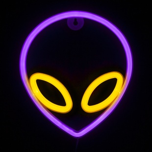 Световая фигура Инопланетянин, 19,5*22 см. Сиреневый/Желтый, 1 шт.
