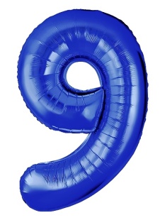 Шар (40''/102 см) Цифра, 9 Slim, Синий хром, Металлик, 1 шт. в уп.