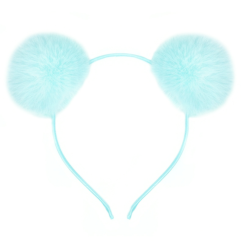 Ободок, Пушистые помпончики, Бирюзовый, 1 шт. 