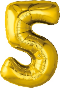Шар (32''/81 см) Цифра, 5, Золото, 1 шт. в уп.