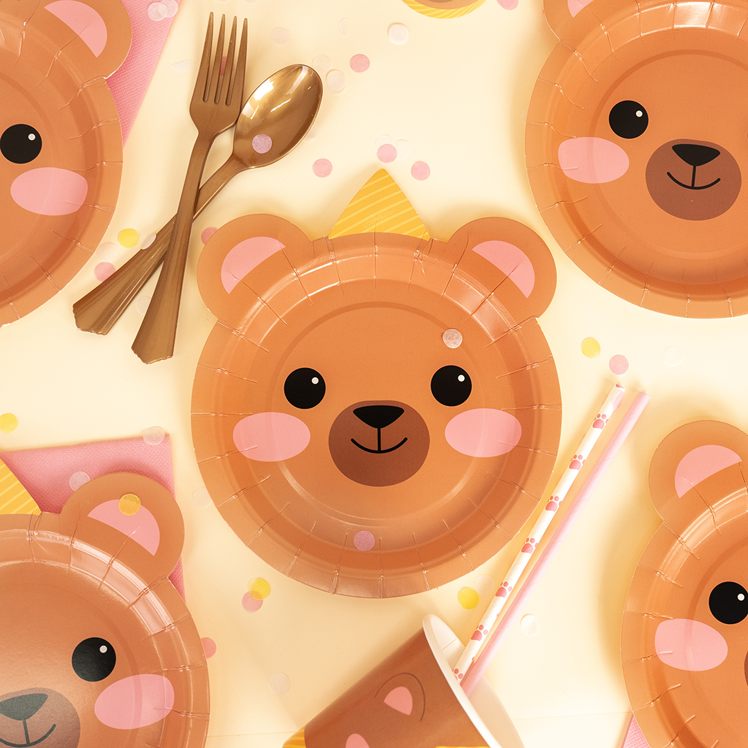 Тарелки (7''/18 см) Объемные Ушки, Мишка, 6 шт.