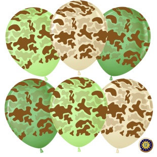 Шар (12''/30 см) Камуфляж, Ассорти, пастель, 5 ст, 25 шт.