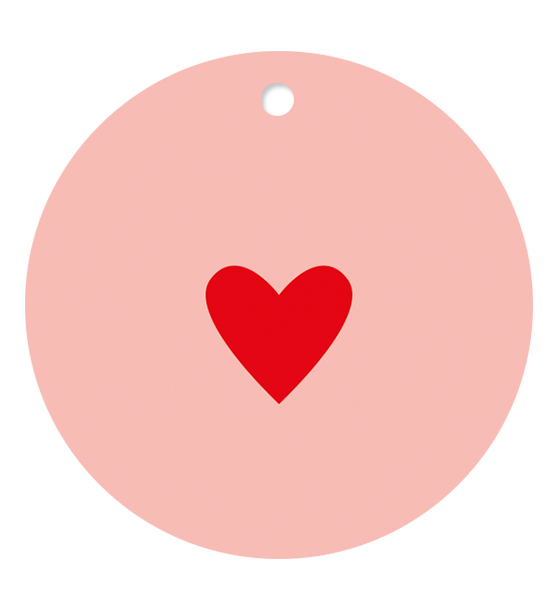 Бирки для подарков, Круг, Сердечко, 5,4 см, 20 шт.