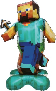 Шар 3D (59''/150 см) Фигура на подставке, Пиксельный герой, 1 шт. в уп.