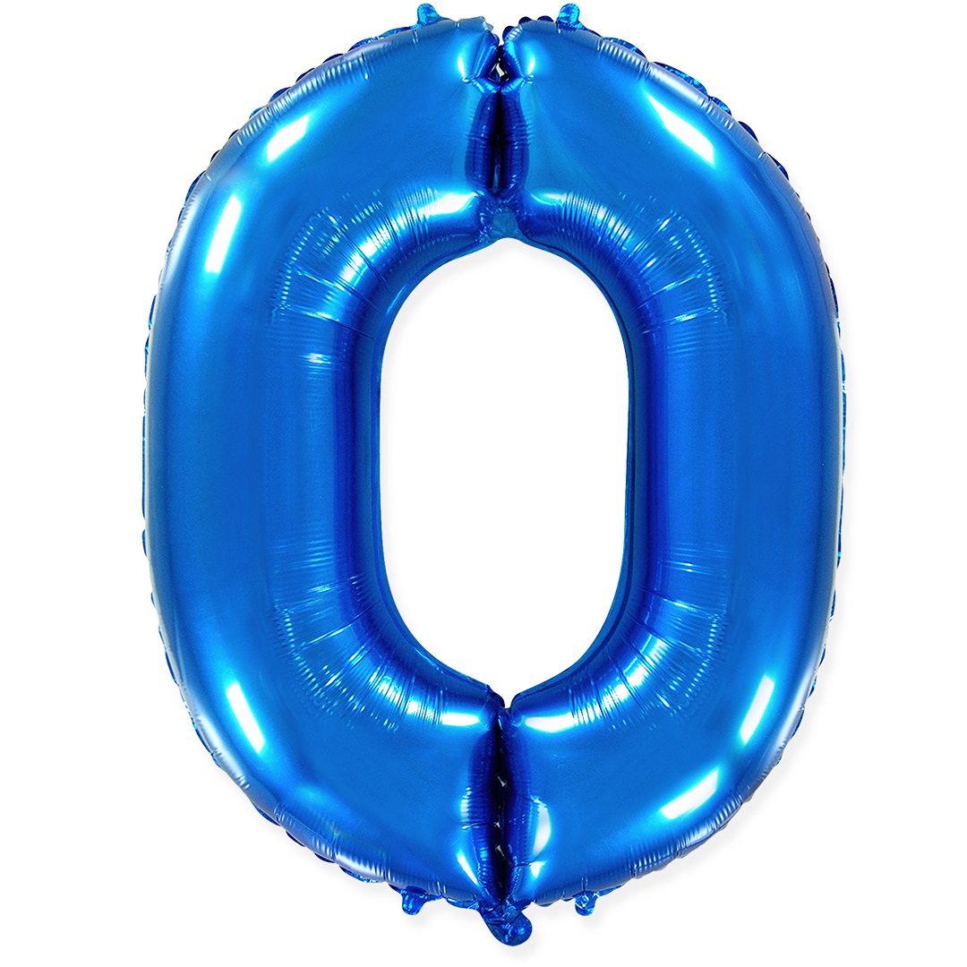 Шар (40''/102 см) Цифра, 0, Синий, 1 шт. в уп.