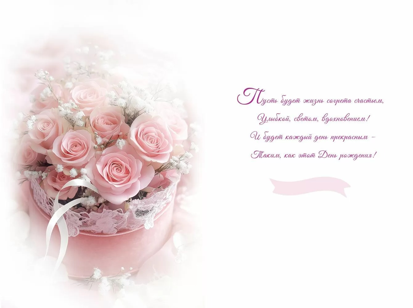 Открытка, С Днем Рождения! (нежный букет), с блестками, 12,2*18,2 см, 10 шт.