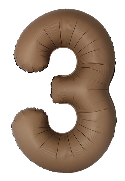 Шар (40''/102 см) Цифра, 3 Slim, Шоколад, Матовый, 1 шт.