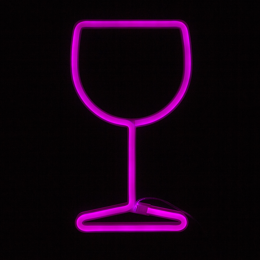 Световая фигура Бокал, 15*27 см. Розовый, 1 шт.