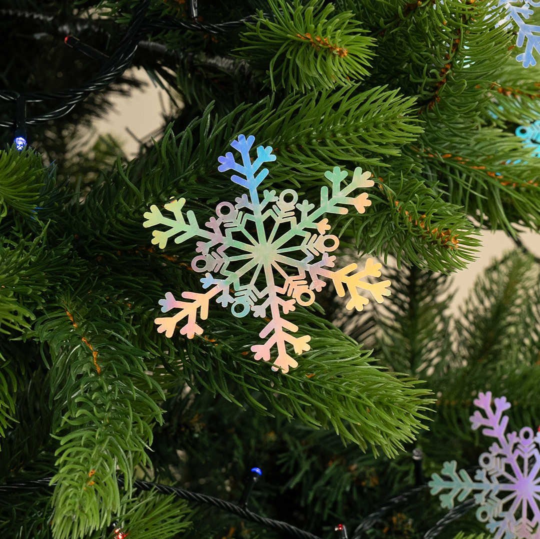 Декоративное украшение Снежинки Льдинки, 9 см, Серебро, Голография, 8 шт.