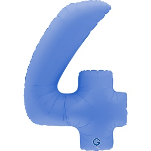 Шар (40''/102 см) Цифра, 4, Голубой Лотос, Матовый, 1 шт. в уп.