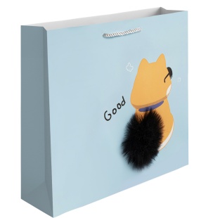 Пакет подарочный, 210гр, Пушистые хвостики, Дизайн №1, 32*38*12 см, 1 шт.