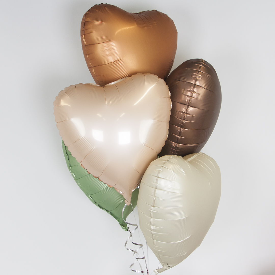 Шар (18''/46 см) Сердце, Оливковый, Сатин, 1 шт.