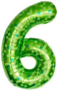 Шар (40''/102 см) Цифра, 6 Пиксели, Зеленый, 1 шт. в уп.