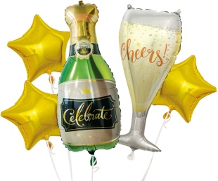 Набор шаров (37''/94 см) Брызги Шампанского, Золото, 5 шт. в уп.
