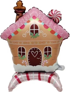Шар 3D (30''/76 см) Фигура на подставке, Пряничный домик, 1 шт. в уп.