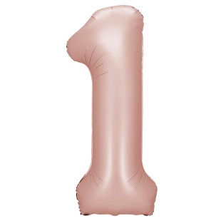 Шар (40''/102 см) Цифра, 1, Винтажная роза, Сатин, 1 шт. в уп.