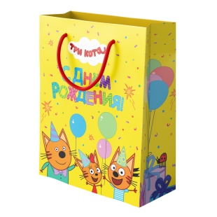 Пакет подарочный, 210гр, Три Кота, С Днем Рождения!, 41*31*12 см, 1 шт.