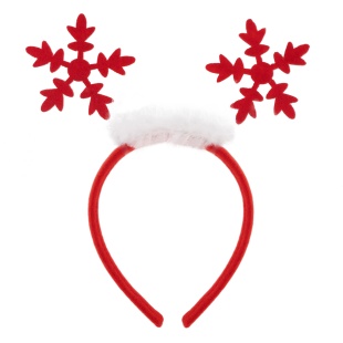 Ободок, Снежинки, с мехом, Красный/Белый, 1 шт. 