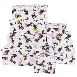 Набор коробок С Днем Рождения! (котики с подарками), 33*20*13 см, 10 шт. в упак. 