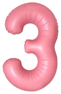 Шар (40''/102 см) Цифра, 3 Slim, Светло-розовый, Макарунс, 1 шт. в уп.