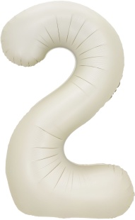 Шар с клапаном (16''/41 см) Мини-цифра, 2, Белый песок, Сатин, 1 шт.