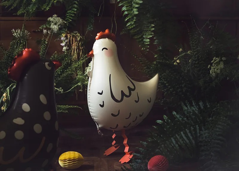 Шар 3D (23''/58 см) Ходячая Фигура, Курица, Белый, 1 шт.