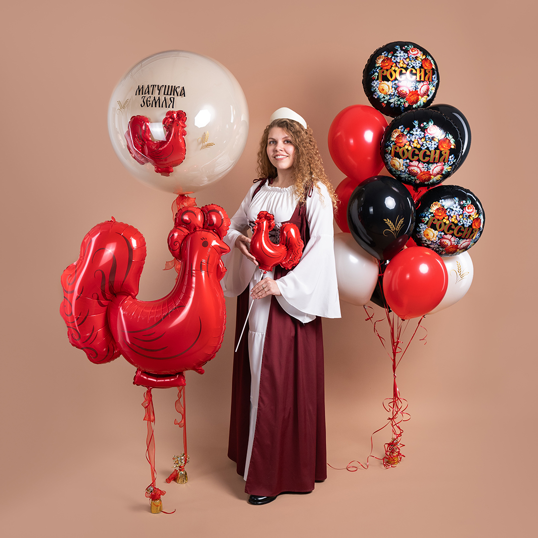 Шар с клапаном (16''/41 см) Мини-фигура, Леденец Петушок, 5 шт. в уп.
