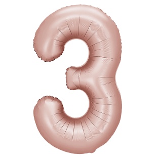 Шар (40''/102 см) Цифра, 3, Винтажная роза, Сатин, 1 шт. в уп.