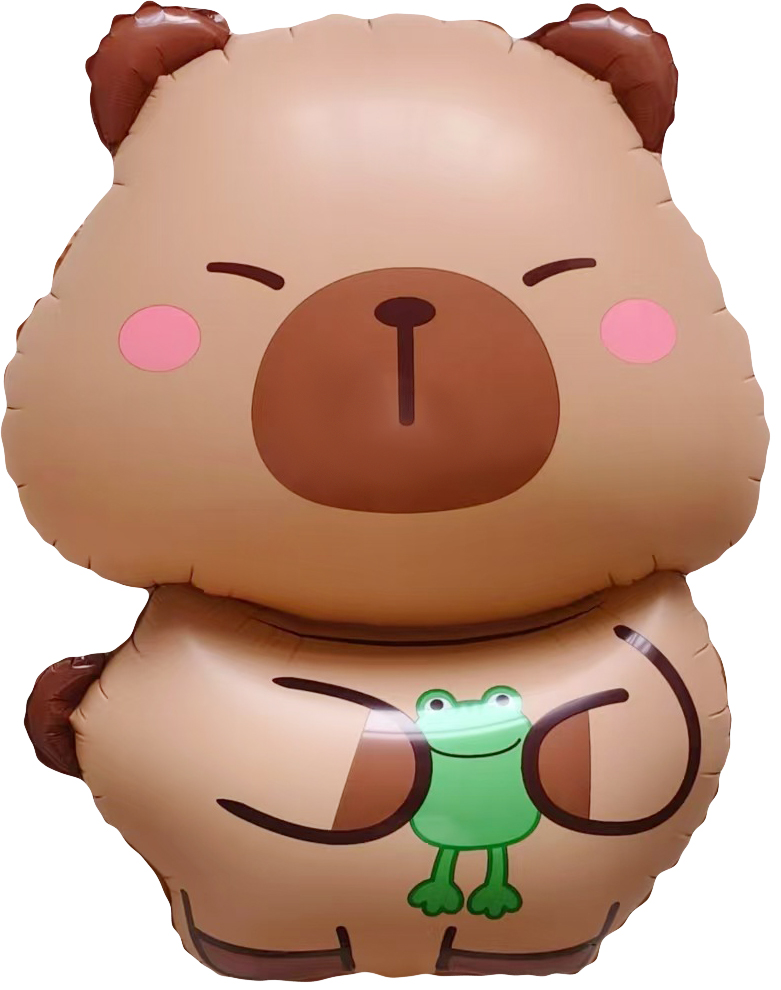 Шар (26''/66 см) Фигура, Капибара с лягушонком, 1 шт.