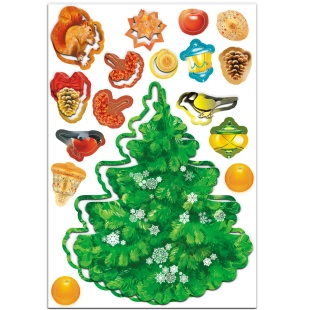 Набор магнитов Елка, белочка и птичка, 20,3*13,9 см, 1 шт.