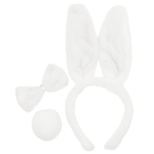 Набор (ушки, бантик, хвостик), Зайчик, Белый, 1 шт. 