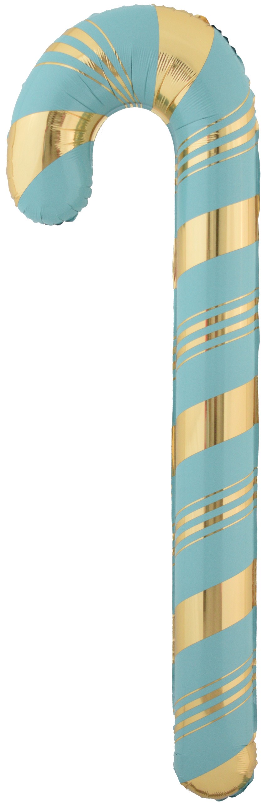 Шар (59''/150 см) Фигура, Леденец трость (надув воздухом), Голубой/Золото, 1 шт. в уп.