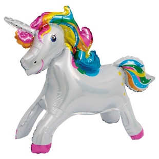Шар (23''/58 см) Фигура 3D, Единорог Радужный, Белый, 1 шт. в уп.